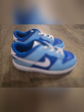 Nike Kids Light Blue and Royal Blue Low-Top Sneakers with White Swoosh